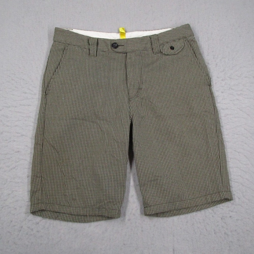 Analog Design Unlikely Futures Mens Shorts Olive Green Stripe Size 33 Skate